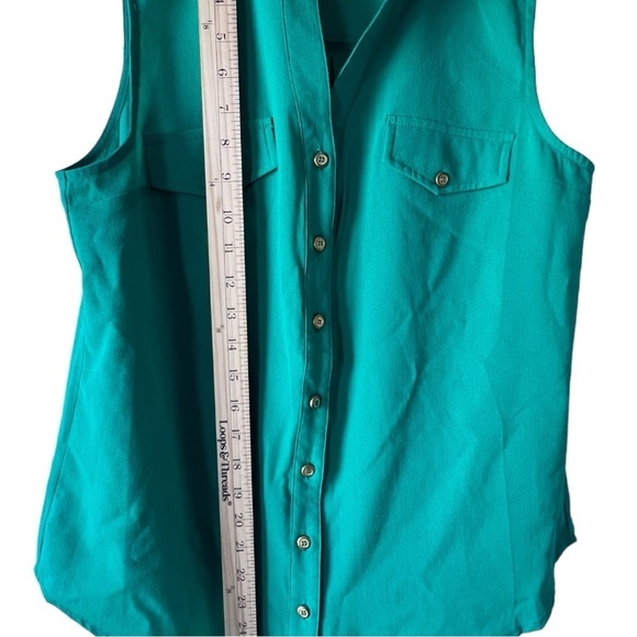 Women's Sleeveless Shirt With Flaps light fabric top On Shoulders Green M - Picture 7 of 12